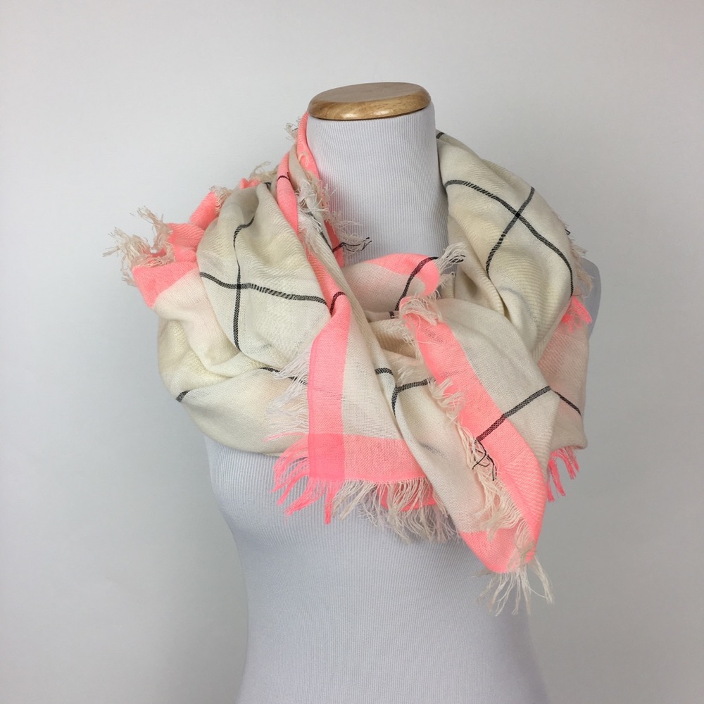 Urban Outfitters BDG Large Square Scarf White Pink